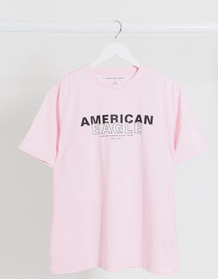 фото Розовая футболка с большим логотипом american eagle-розовый