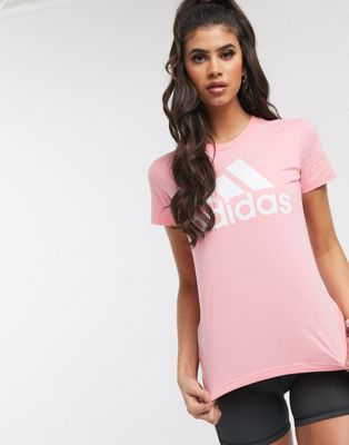 фото Розовая футболка с крупным логотипом adidas-розовый adidas performance