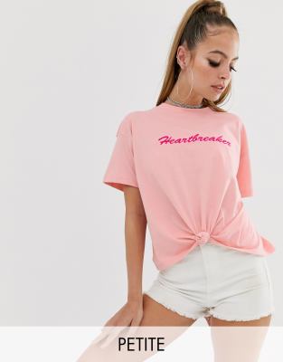 фото Розовая футболка с надписью \"heartbreaker\" missguided petite-розовый