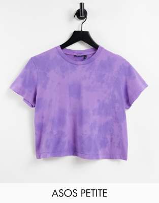 Розовая футболка с принтом тай-дай из жатой ткани ASOS DESIGN Petite-Розовый цвет