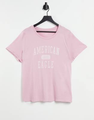 фото Розовая классическая футболка american eagle-сиреневый