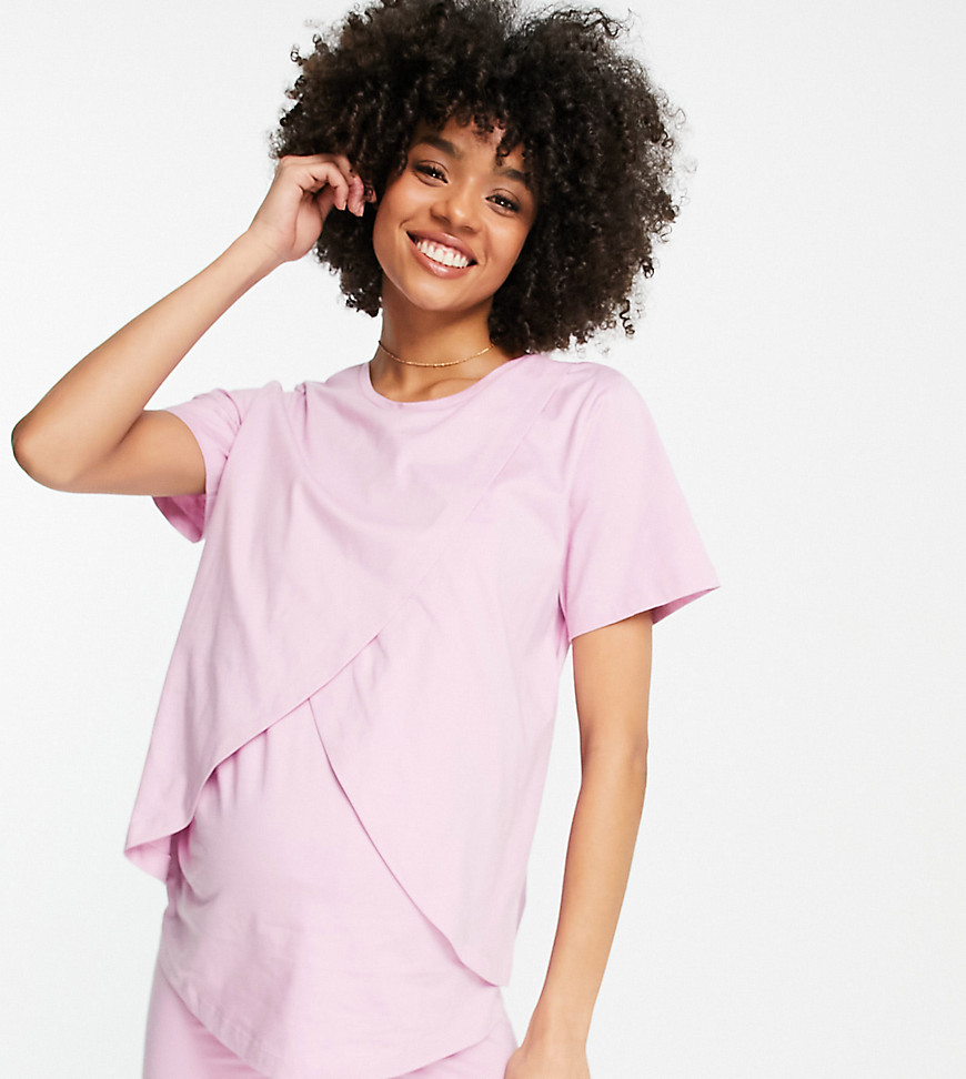фото Розовая пижамная футболка для кормящих матерей из органического хлопка от комбинируемого комплекта asos design maternity – выбирай и комбинируй-розовый asos maternity - nursing