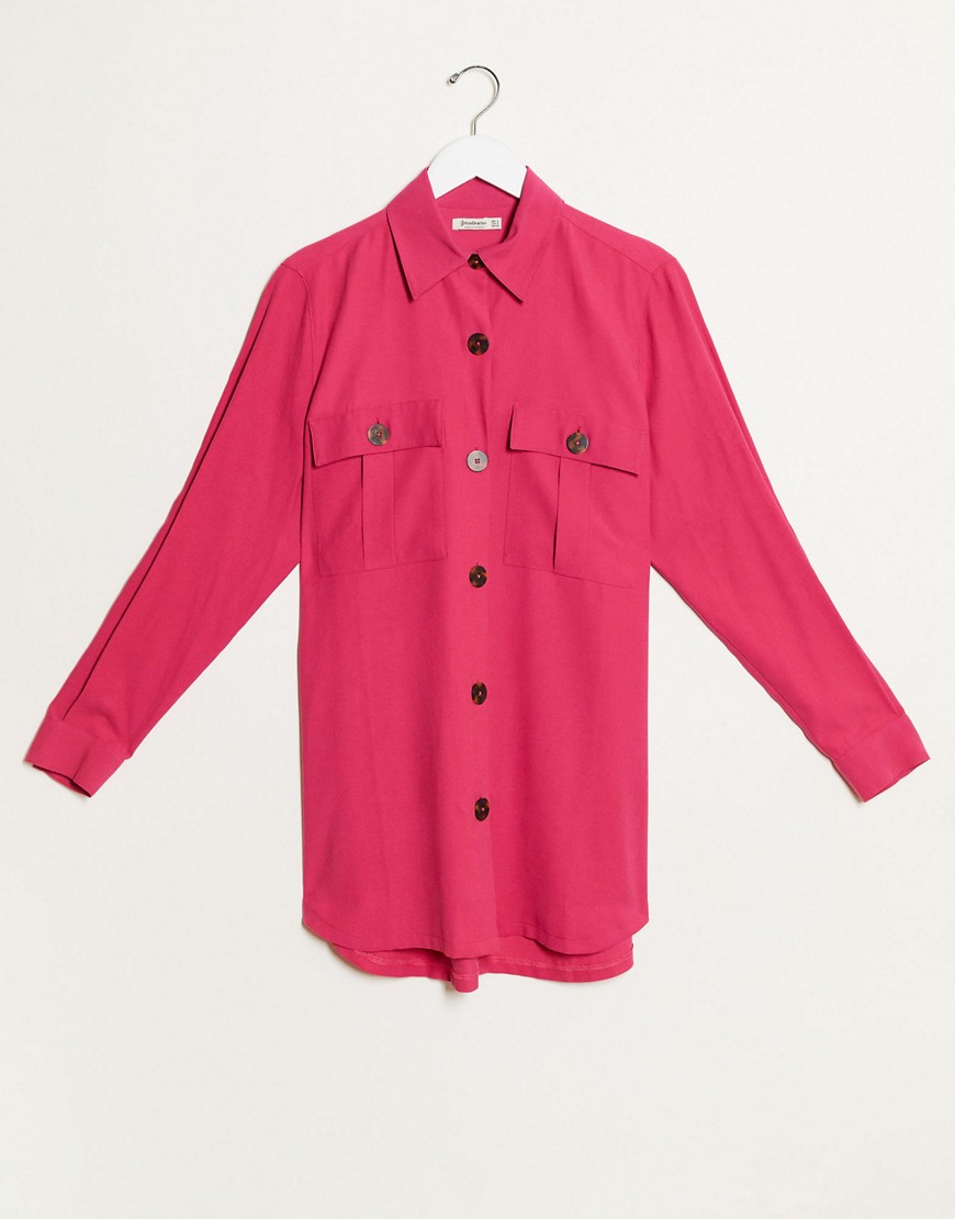 фото Розовая рубашка навыпуск stradivarius-розовый