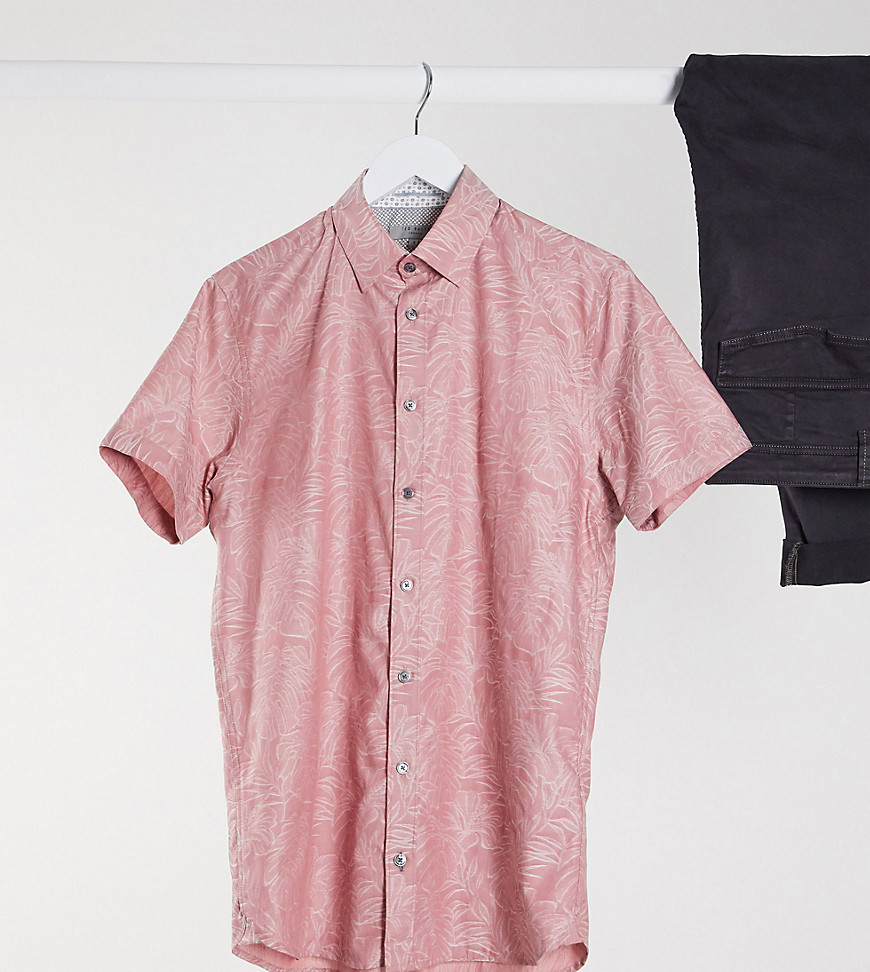 фото Розовая рубашка с короткими рукавами и лиственным принтом ted baker tall-розовый