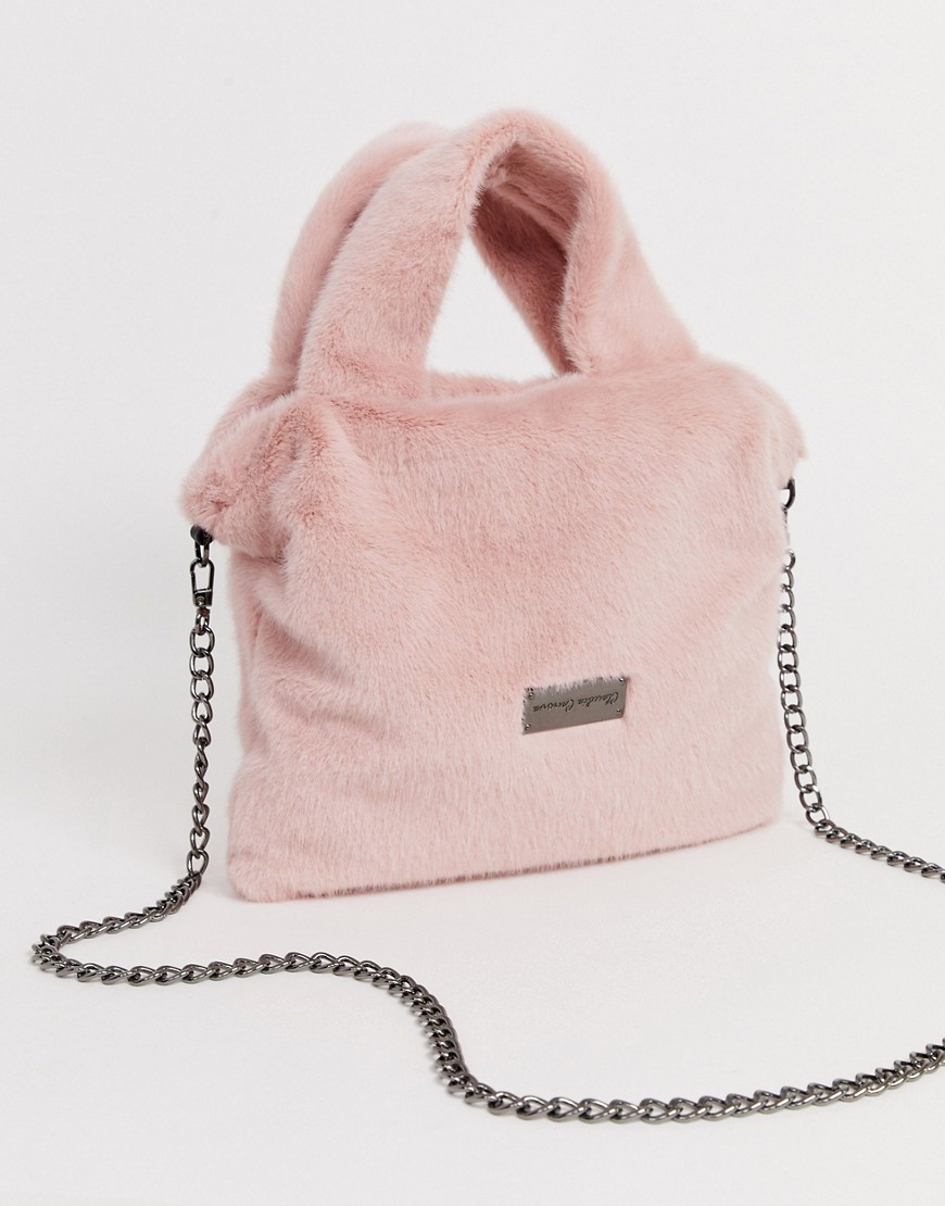 фото Розовая сумка из искусственного меха с ручками claudia canova-розовый