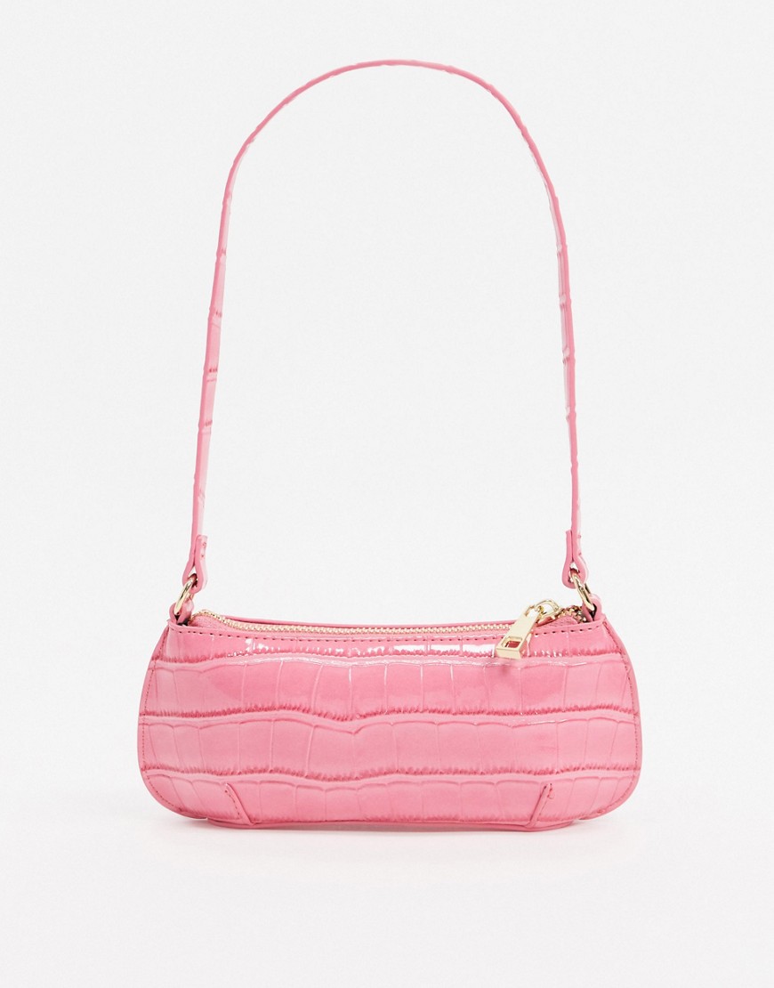 фото Розовая сумка на плечо с крокодиловой отделкой в стиле 90-х asos design-розовый