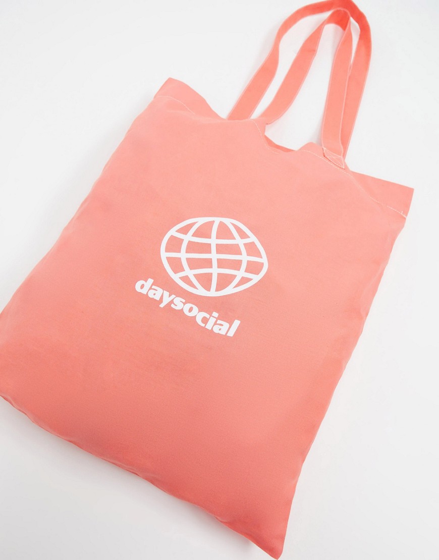 фото Розовая сумка-тоут из органического хлопка с логотипом asos day social-розовый asos design