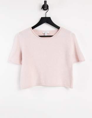Розовая трикотажная футболка свободного кроя Topshop-Розовый цвет