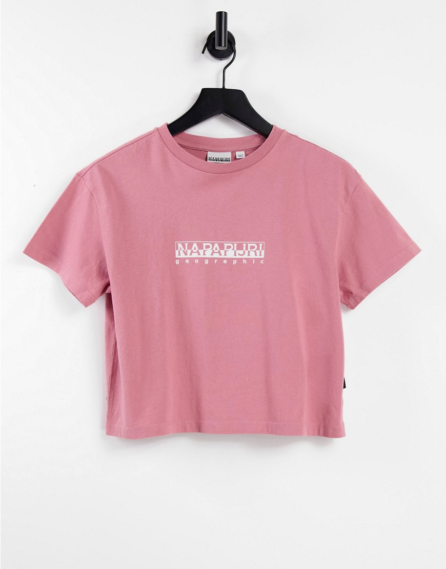 Розовая укороченная футболка свободного кроя -Розовый цвет Napapijri 103605409