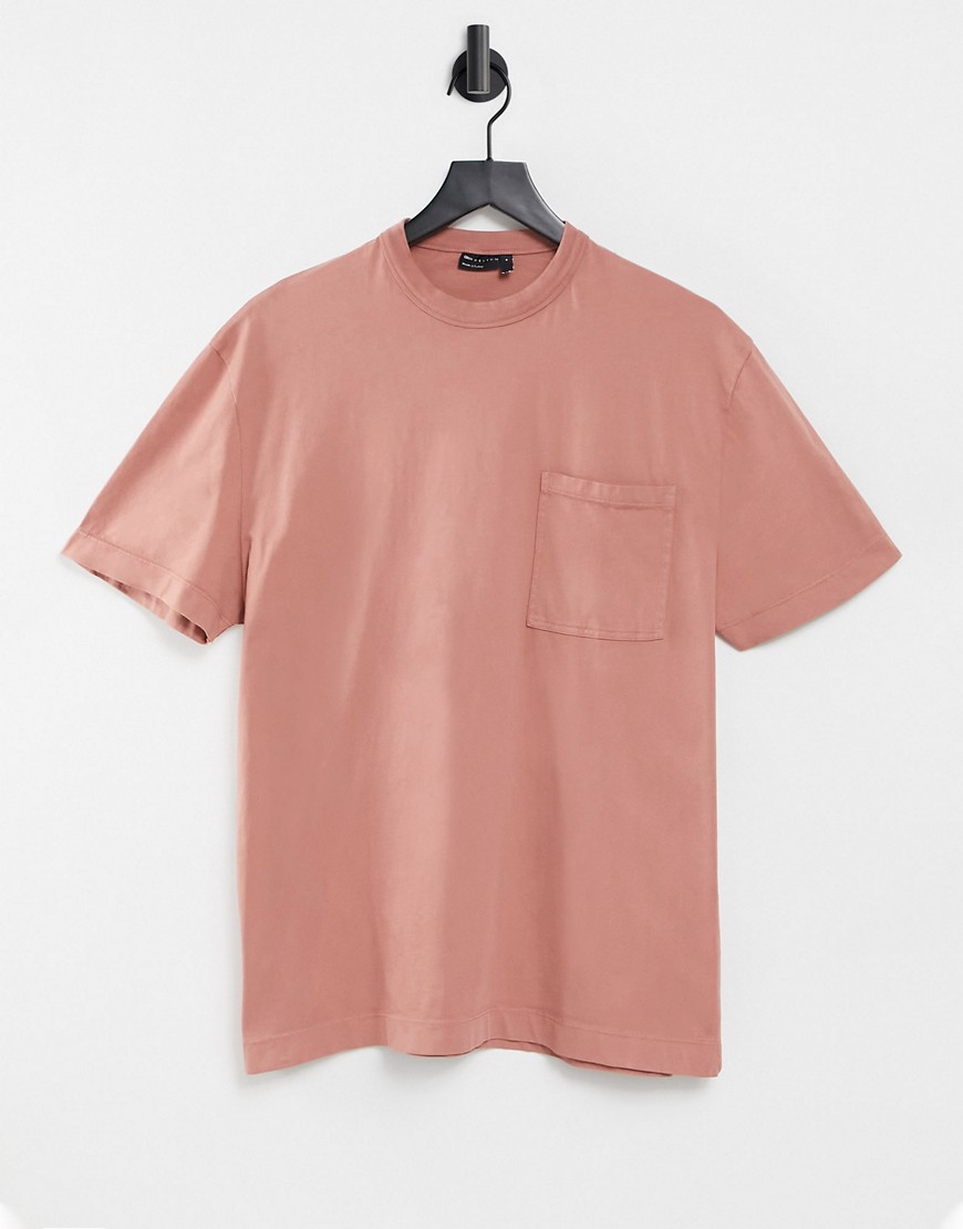 фото Розовая выбеленная свободная футболка с карманом asos design-розовый цвет