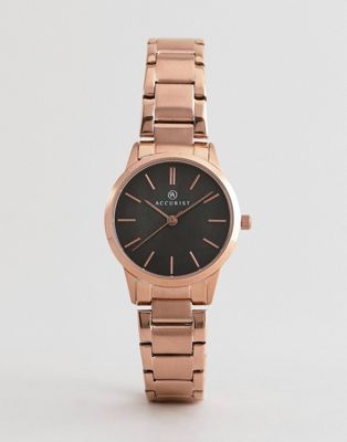 фото Розово-золотистые часы-браслет accurist 8099-золотой