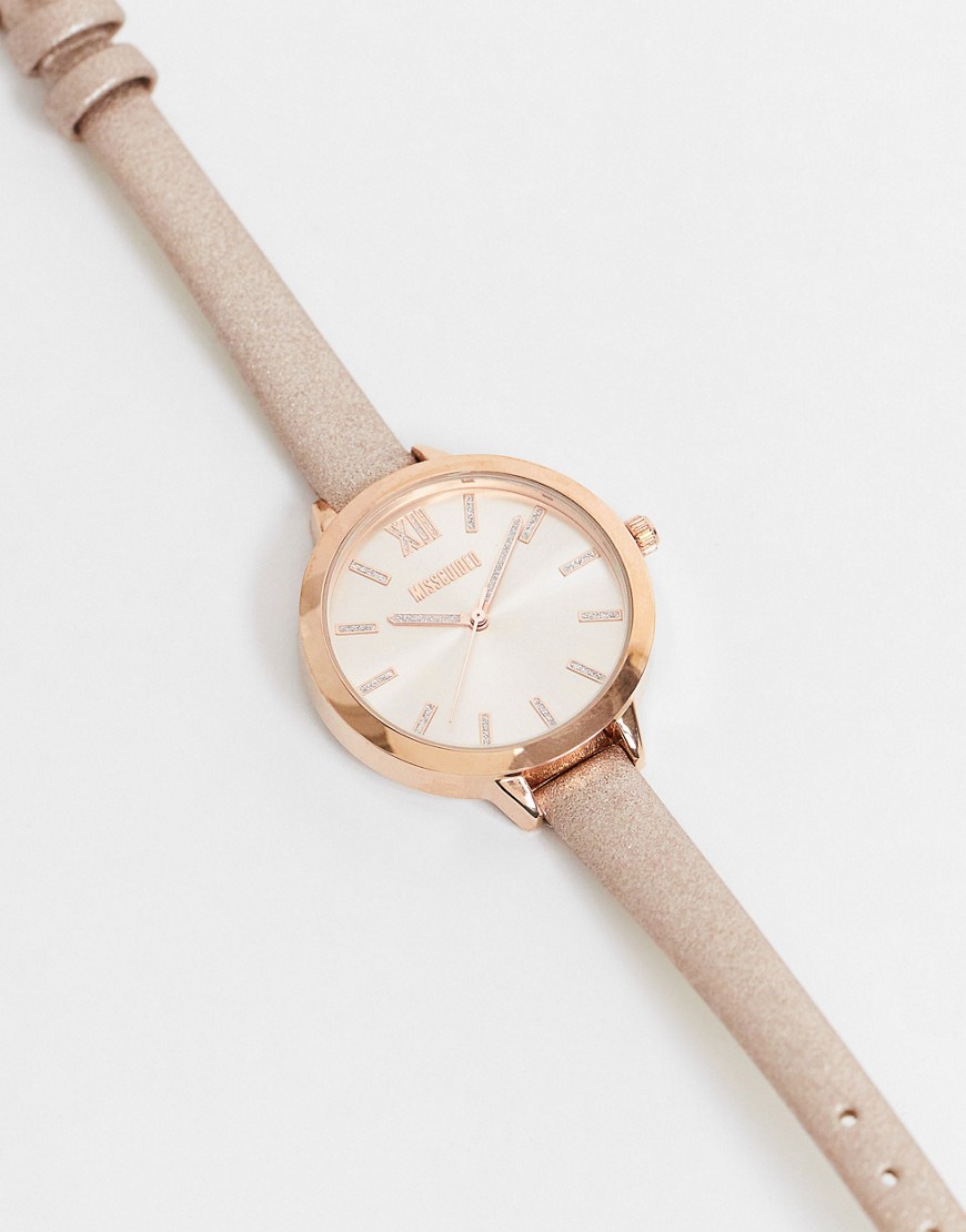 фото Розово-золотистые часы с блестками missguided-розовый цвет