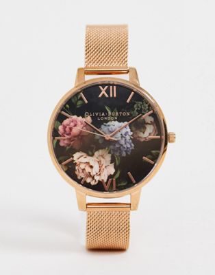 фото Розово-золотистые часы с сетчатым браслетом olivia burton-розовый