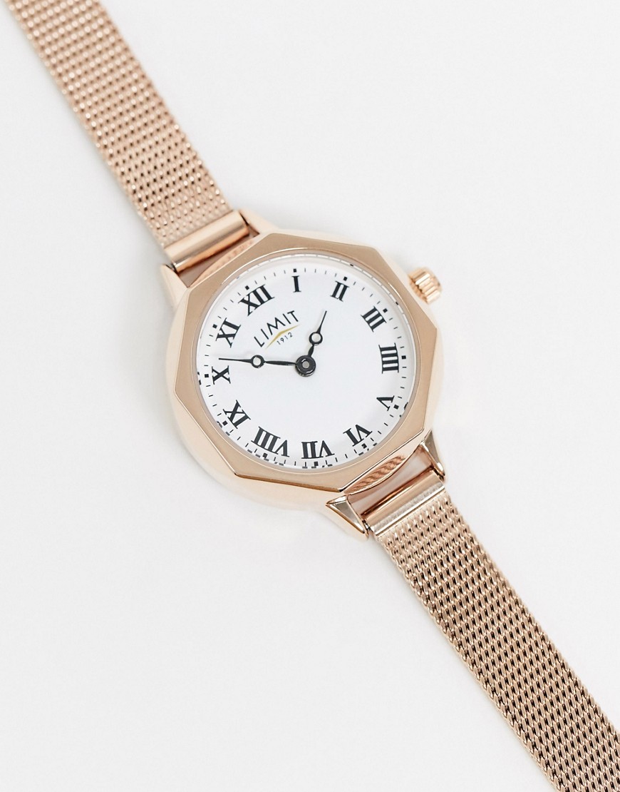 фото Розово-золотистые часы с сетчатым браслетом limit-золотой
