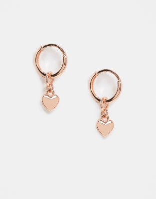  Розово-золотистые серьги-кольца с миниатюрным сердцем Ted Baker-Золотистый
