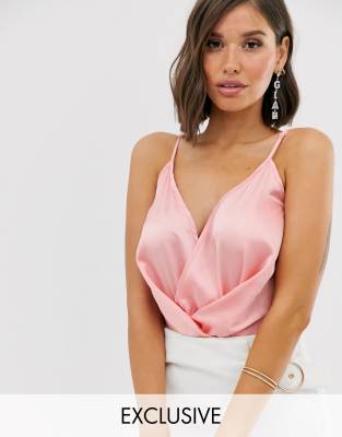 Атласное боди. ASOS Lipsy Satin Wrap Bodysuit. Атласное боди купить.