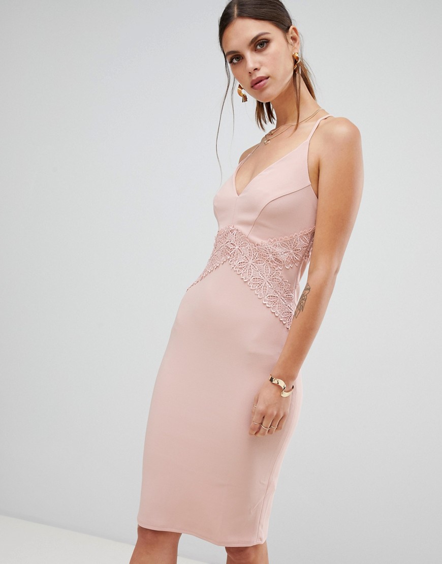 фото Розовое облегающее платье миди river island-розовый