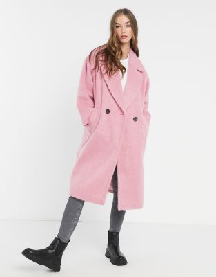 фото Розовое oversized-пальто из фактурной ткани asos design-розовый