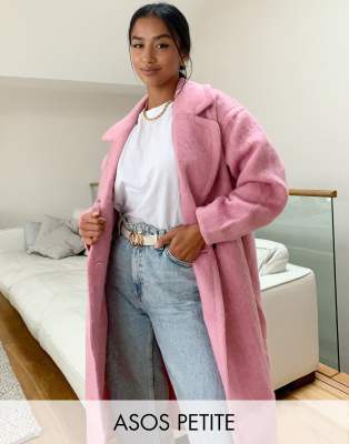 фото Розовое пальто в стиле oversized из фактурной ткани asos design petite-розовый asos petite