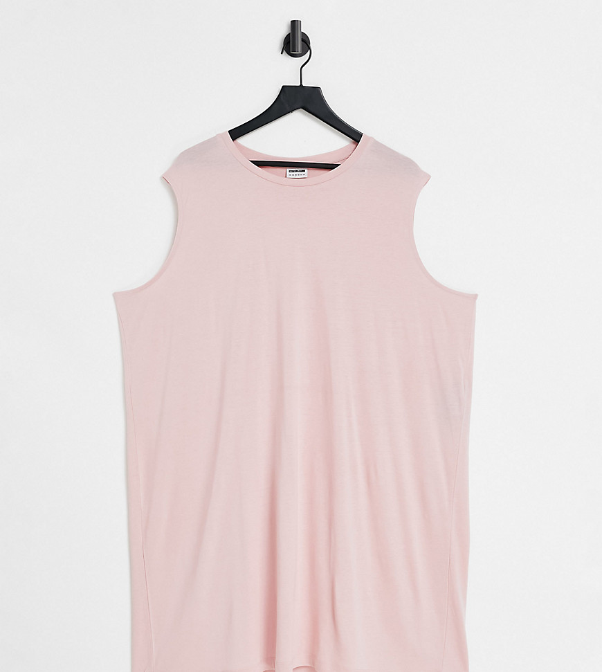 фото Розовое платье-футболка без рукавов noisy may curve-розовый цвет