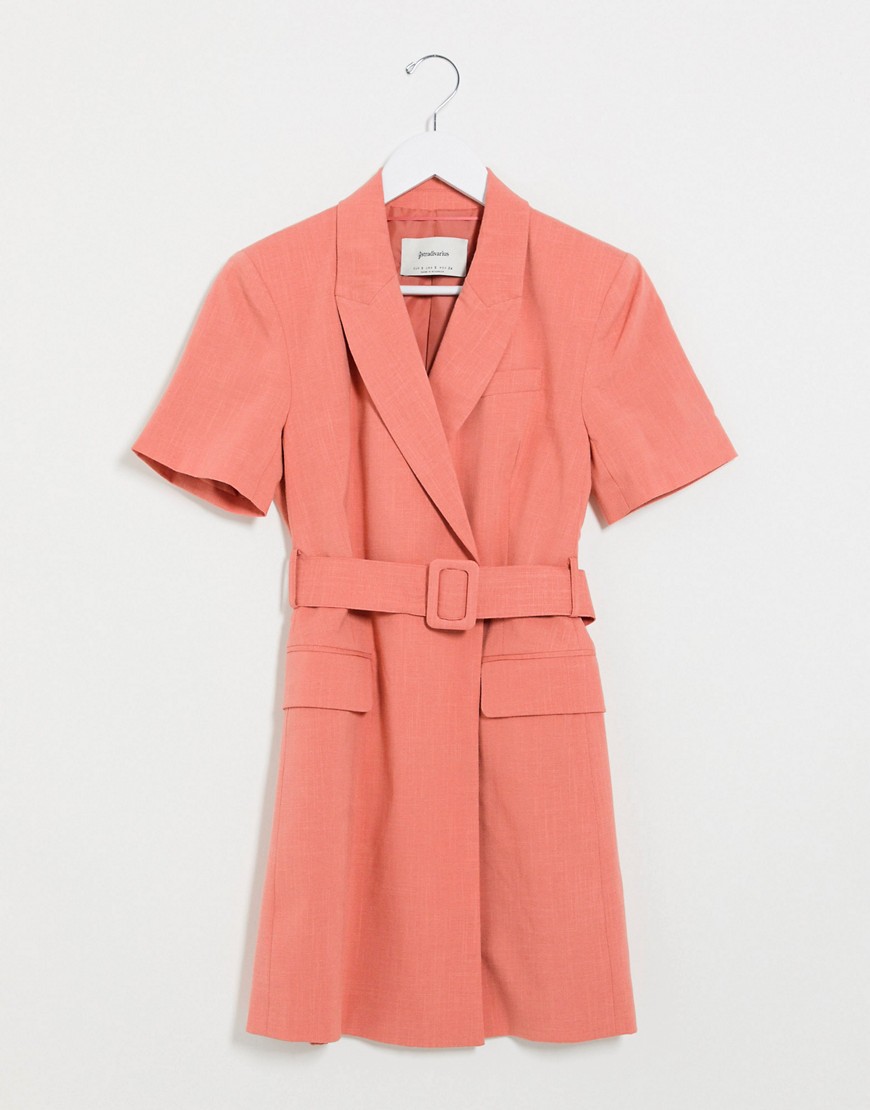 фото Розовое платье-пиджак stradivarius-розовый
