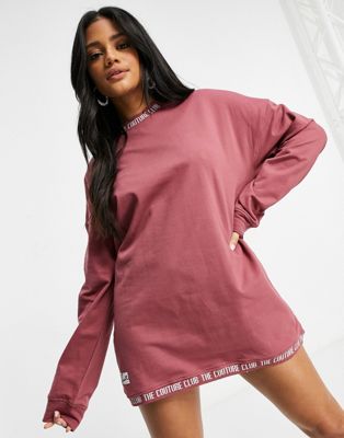 фото Розовое платье-свитер в стиле oversized the couture club-розовый цвет