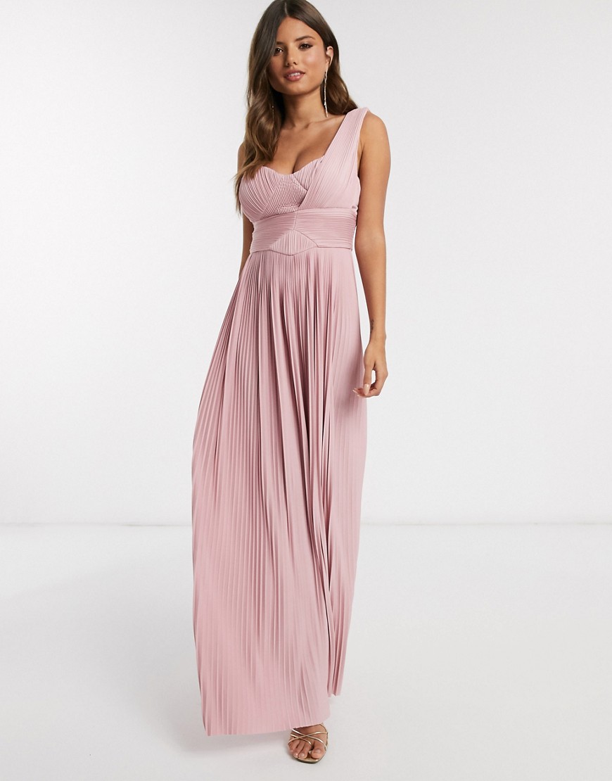 Розовое плиссированное платье макси ASOS DESIGN premium-Розовый цвет