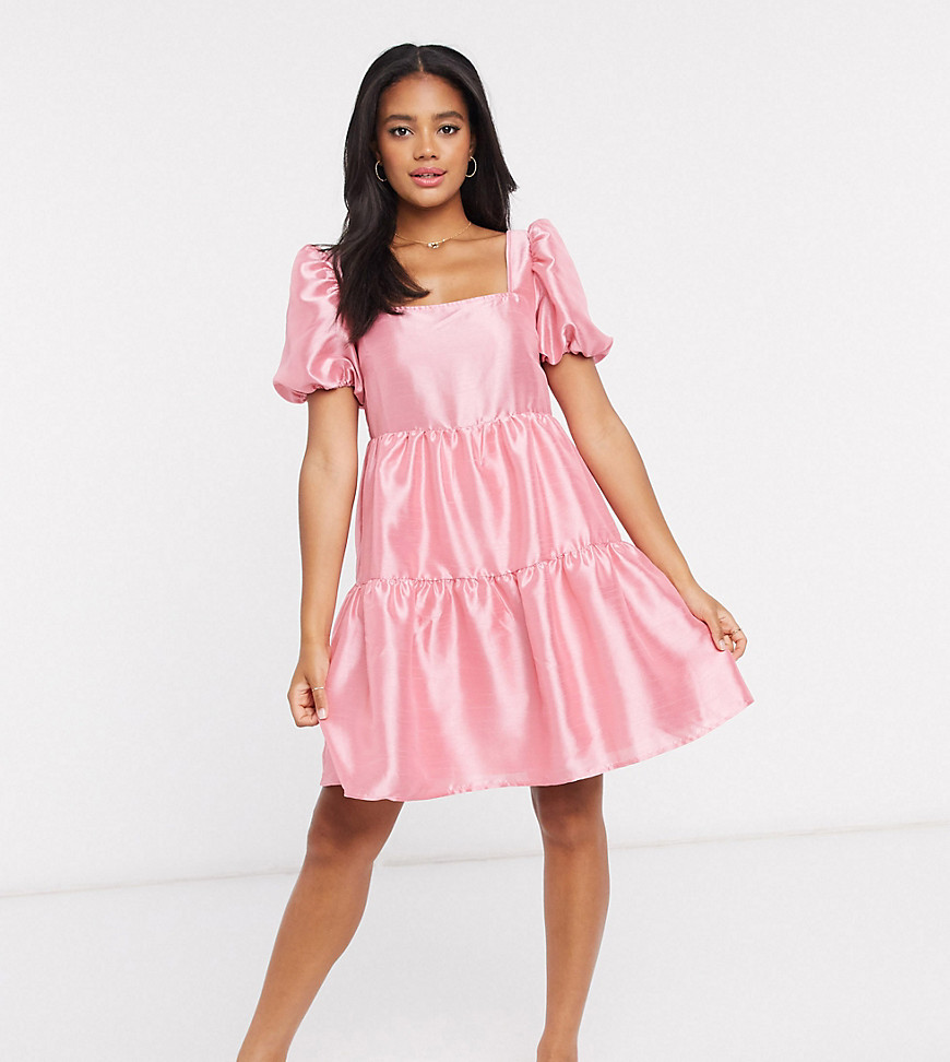 фото Розовое свободное платье с объемными рукавами vero moda petite-розовый