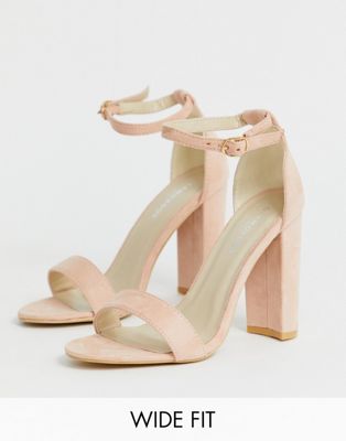 фото Розовые босоножки на каблуке для широкой стопы glamorous-бежевый glamorous wide fit