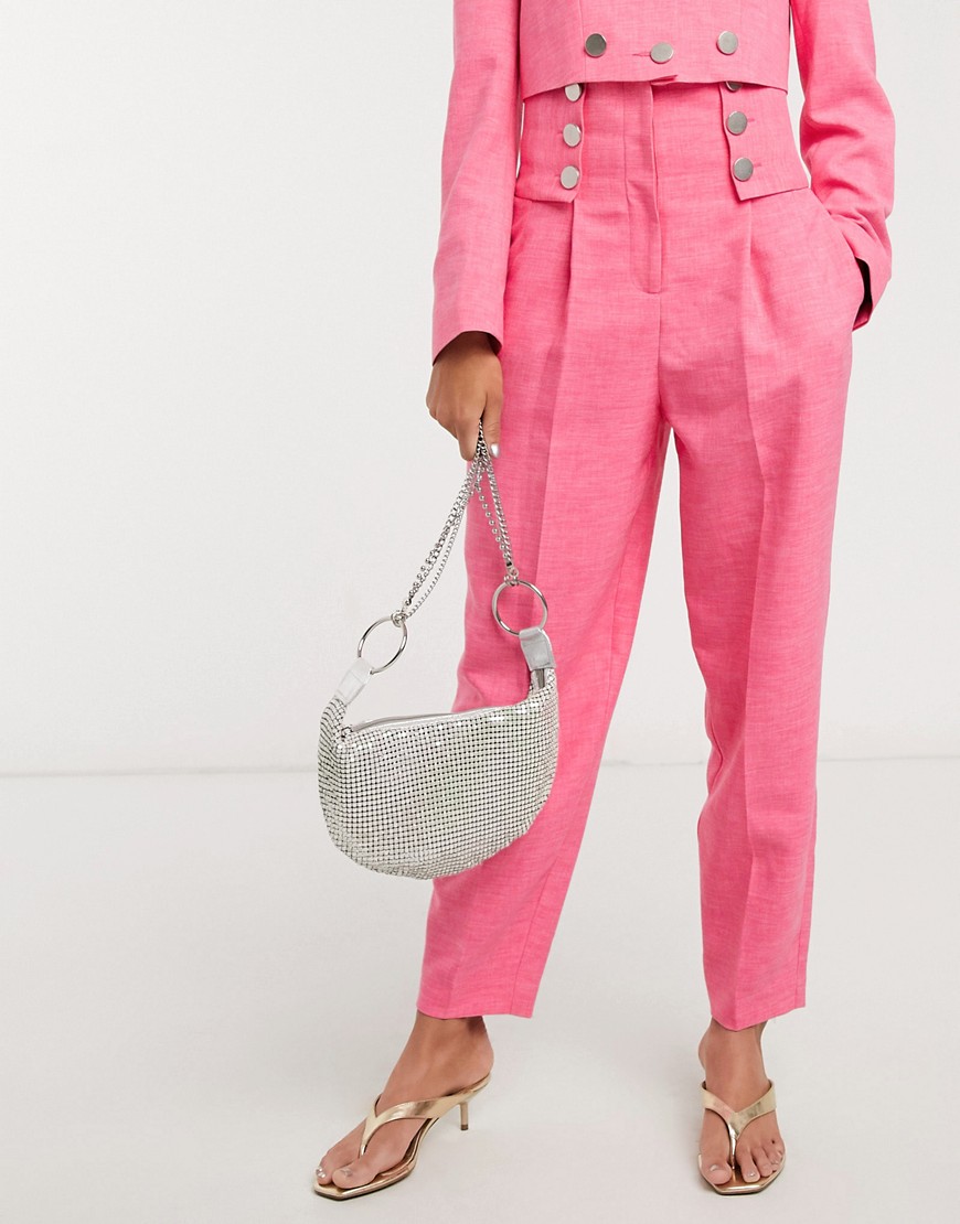 фото Розовые брюки с пуговицами от комплекта topshop idol-розовый