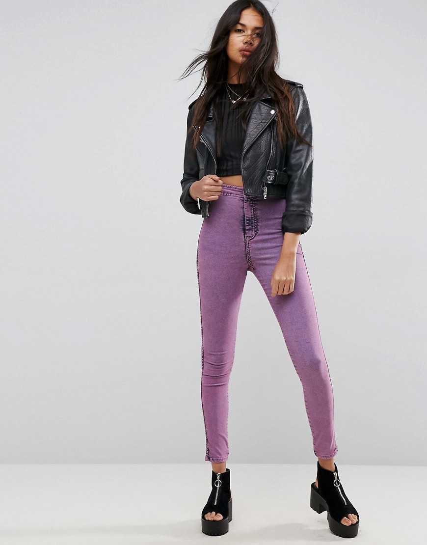 фото Розовые джинсовые джеггинсы с завышенной талией asos rivington-розовый asos design