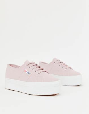 фото Розовые кеды на белой платформе superga 2790-розовый