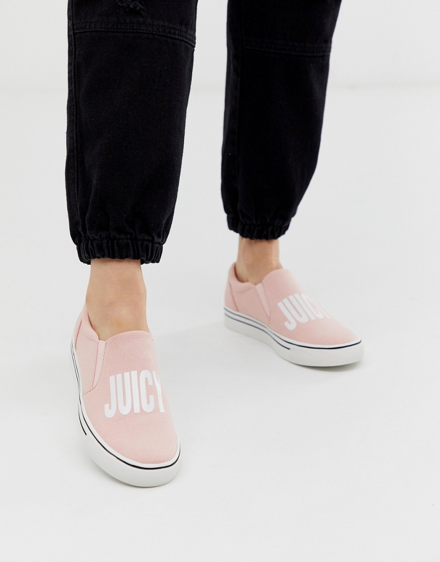 фото Розовые кеды-слипоны с логотипом juicy couture-розовый