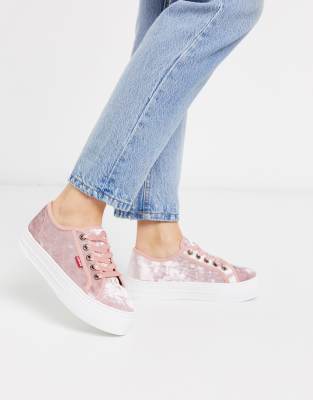 Розовые кроссовки на платформе со шнуровкой Levi-Розовый Levis