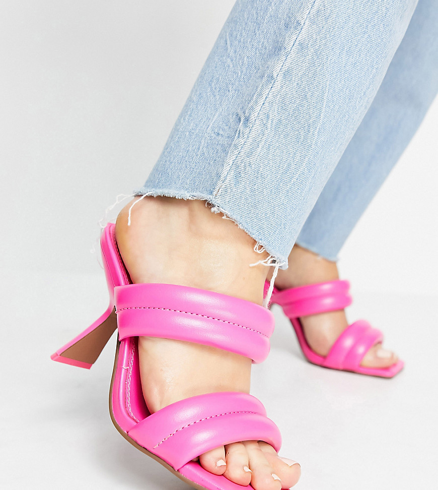 фото Розовые мюли на каблуке для широкой стопы с мягкими ремешками asos design wide fit nadalie-розовый цвет
