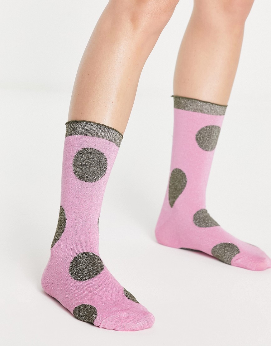 фото Розовые носки с принтом в горошек selected femme-розовый цвет