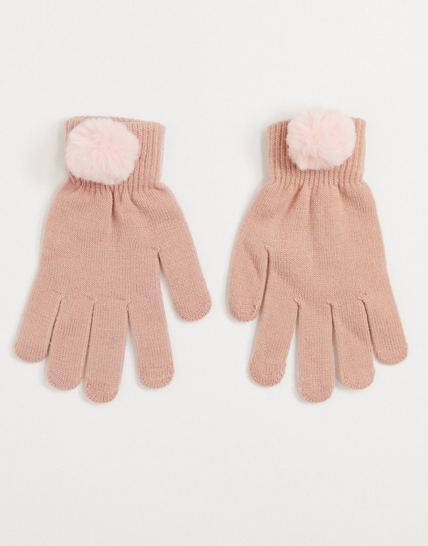 фото Розовые перчатки с помпоном svnx-розовый цвет