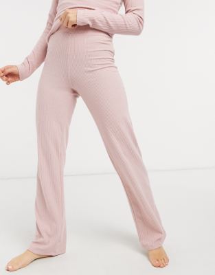 фото Розовые широкие брюки в рубчик для дома lipsy loungewear-розовый цвет