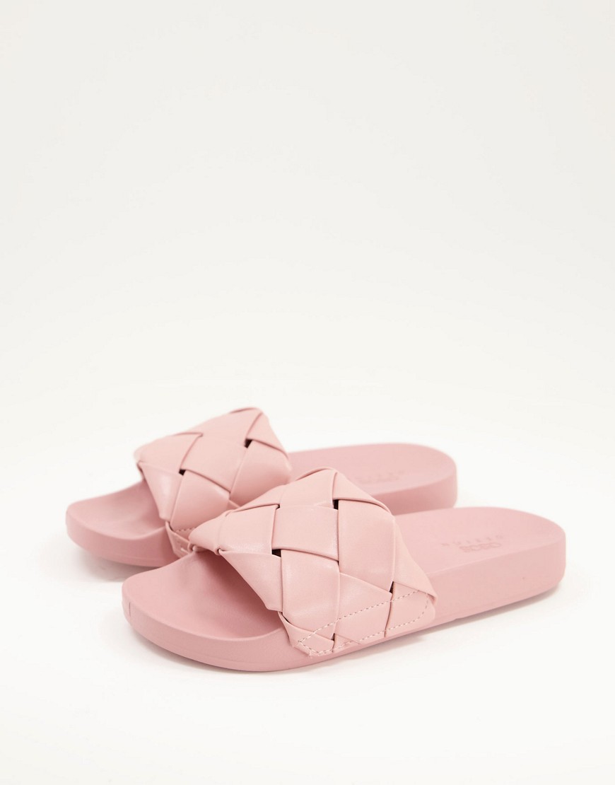 Розовые шлепанцы с плетеной отделкой Finley-Розовый цвет ASOS DESIGN 12120619