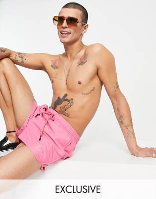 Купальники  Asos Розовые шорты для плавания из переработанных материалов в стиле ретро Reclaimed Vintage Inspired-Розовый цвет