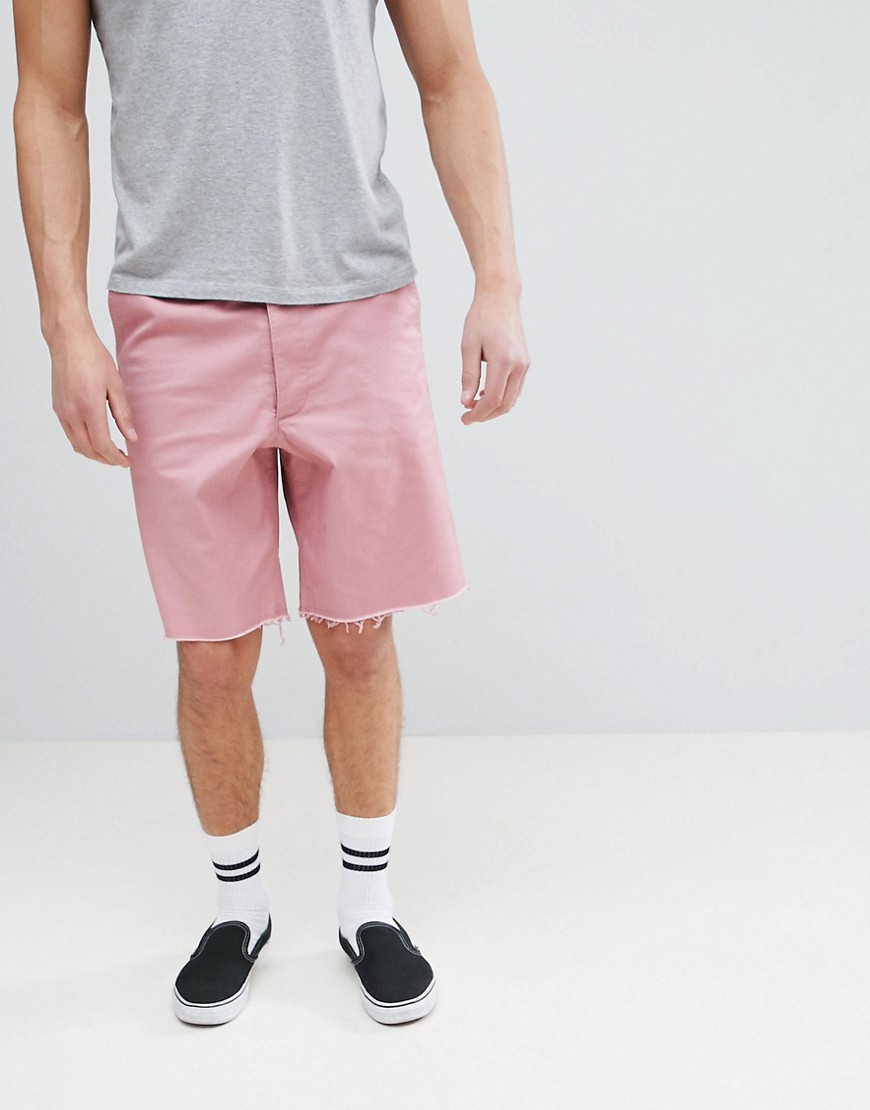 фото Розовые шорты с необработанными краями asos design-розовый