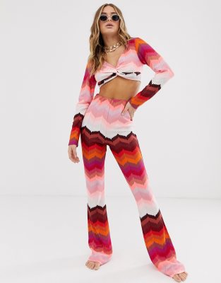 фото Розовые трикотажные пляжные брюки asos design-мульти