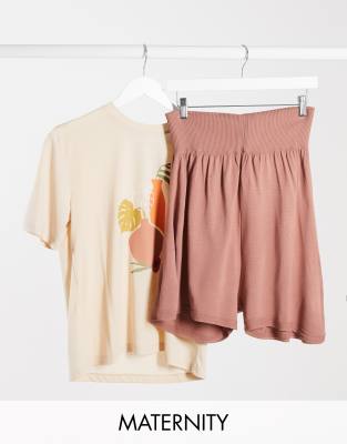 Розовые трикотажные шорты Fashionkilla Maternity-Розовый