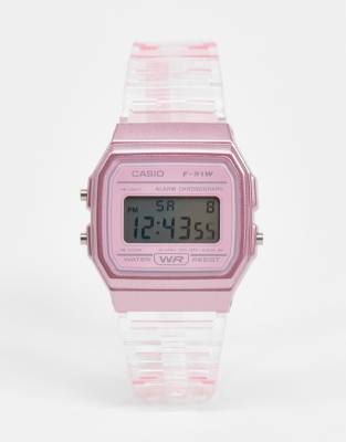 фото Розовые цифровые часы casio f-91ws-4ef-розовый