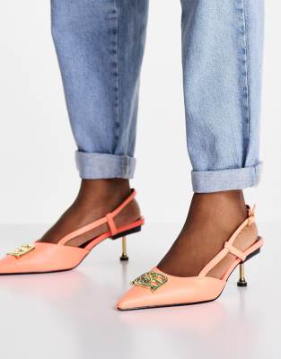 Туфли на каблуке Розовые туфли на среднем каблуке с декором ASOS DESIGN Sherwood-Розовый цвет