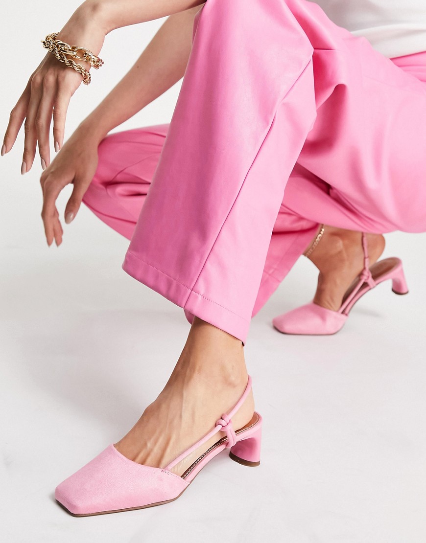 фото Розовые туфли на среднем каблуке с ремешком на пятке asos design sabrina-розовый цвет
