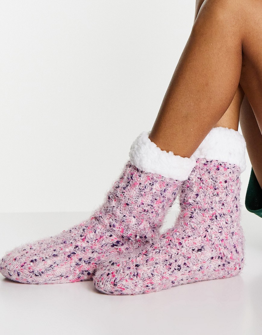 фото Розовые вязаные носки с отделкой из искусственного меха loungeable-розовый цвет