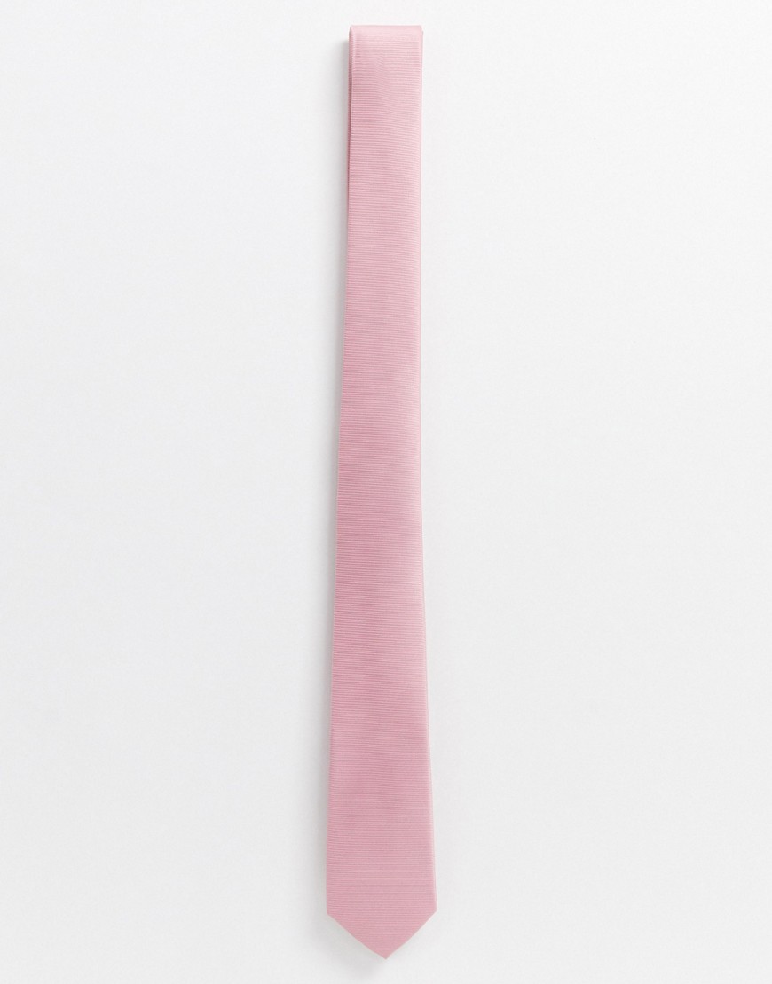 фото Розовый атласный узкий галстук asos design