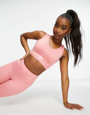 Cпортивная одежда  Asos Розовый бралетт с оборками HIIT-Розовый цвет
