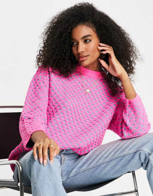 Розовый джемпер фактурной вязки ASOS DESIGN-Розовый цвет